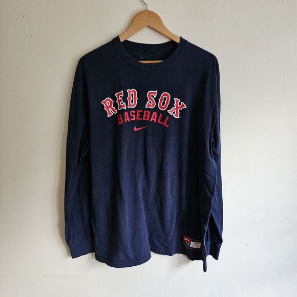 Nike Team Boston Red Sox Baseball T Shirt Blue Mens Size L 100% Cotton GUC - Picture 1 of 8